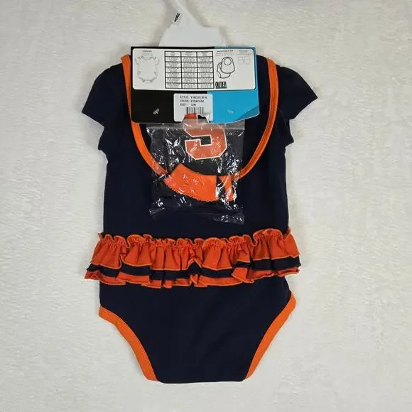 Syracuse Orange Baby 3 piece Outfit Set 12 month One piece, booties, bib 0705 - Picture 2 of 9